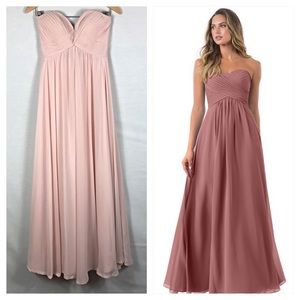 Mori Lee Strapless Chiffon Formal Maxi Dress | Blush Pink | Size 2